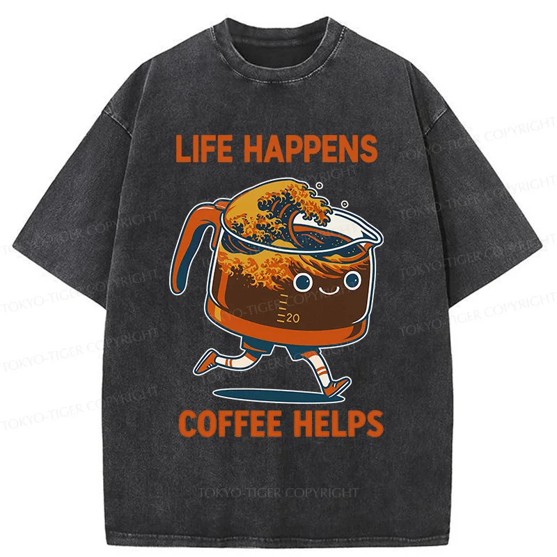 Tokyo-Tiger Interesting Coffee Washed T-Shirt