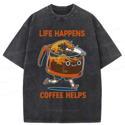 Tokyo-Tiger Interesting Coffee Washed T-Shirt