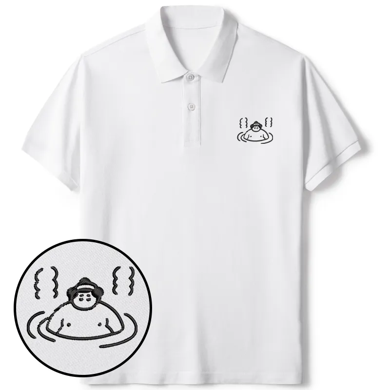 Tokyo-Tiger Sumo In Hot Springs Embroidered Polo T-Shirt