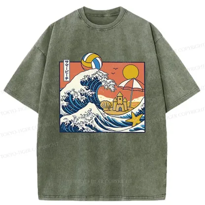 Tokyo-Tiger Summer Beach Washed T-Shirt