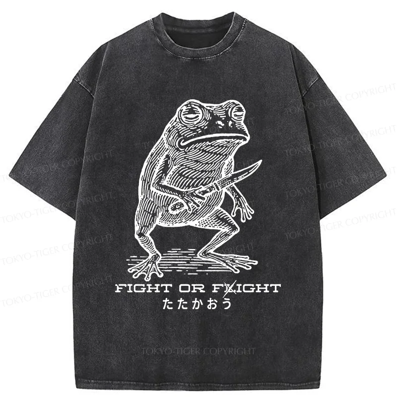 Tokyo-Tiger Fighting Frog Washed T-Shirt