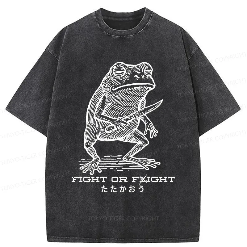 Tokyo-Tiger Fighting Frog Washed T-Shirt