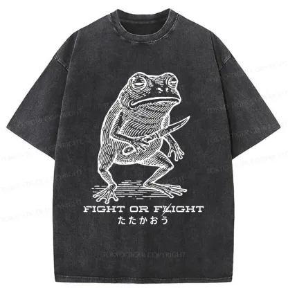 Tokyo-Tiger Fighting Frog Washed T-Shirt