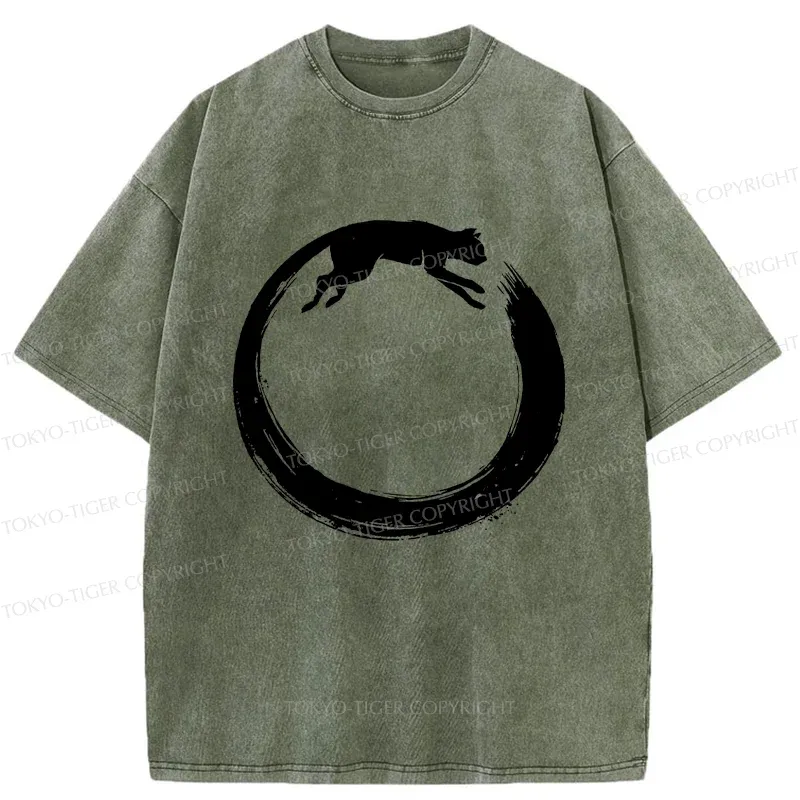 Tokyo-Tiger Cat's Circle Washed T-Shirt