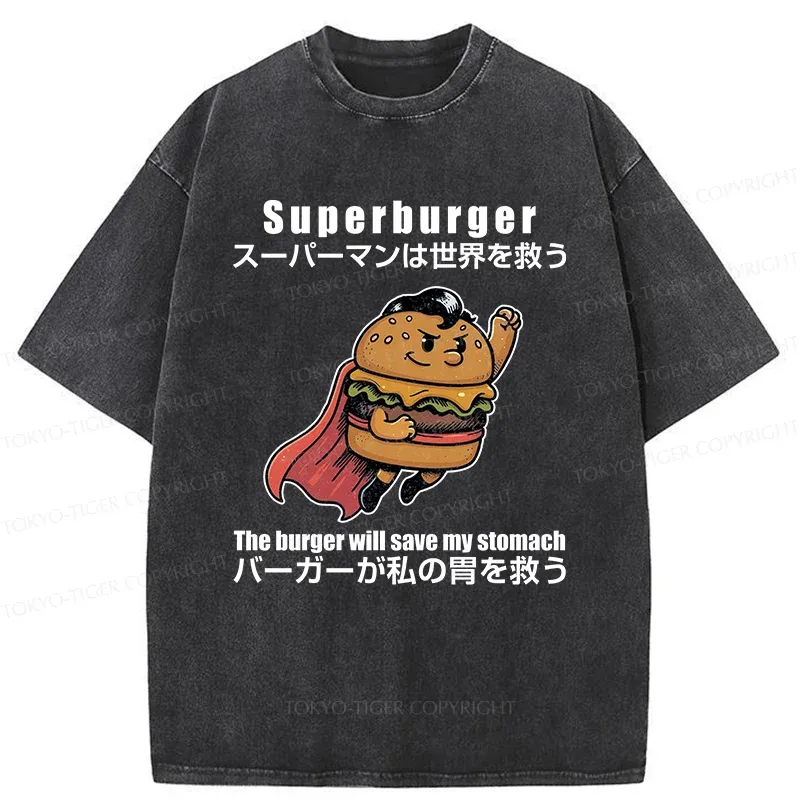 Tokyo-Tiger Burger Save The World Washed T-Shirt