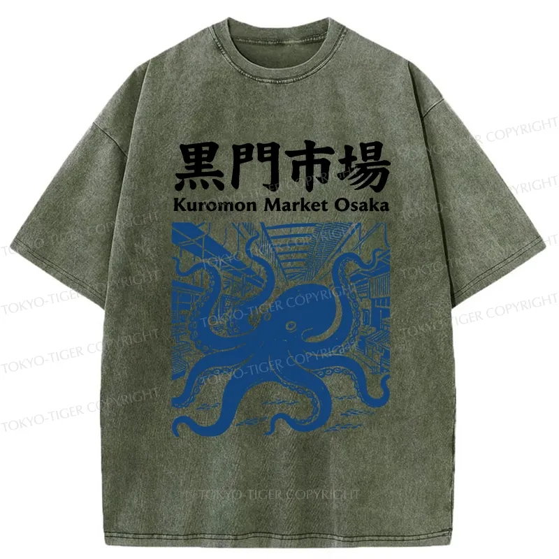 Tokyo-Tiger Kuromon Market Osaka Washed T-Shirt
