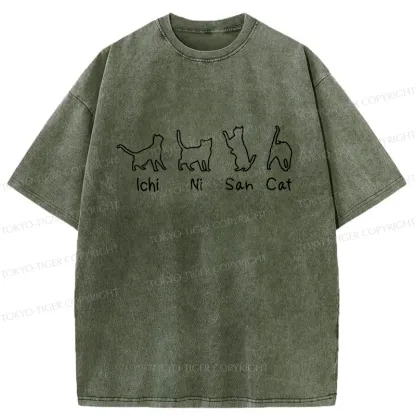 Tokyo-Tiger One Two Three Cat Washed T-Shirt