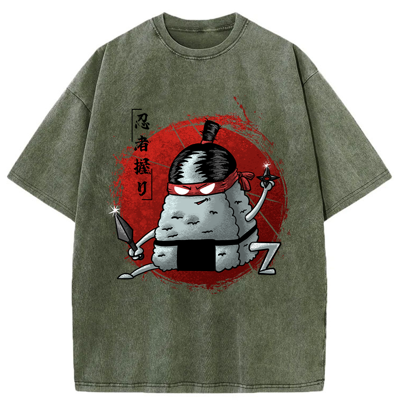 Tokyo-Tiger Rice Ball Ninja Washed T-Shirt