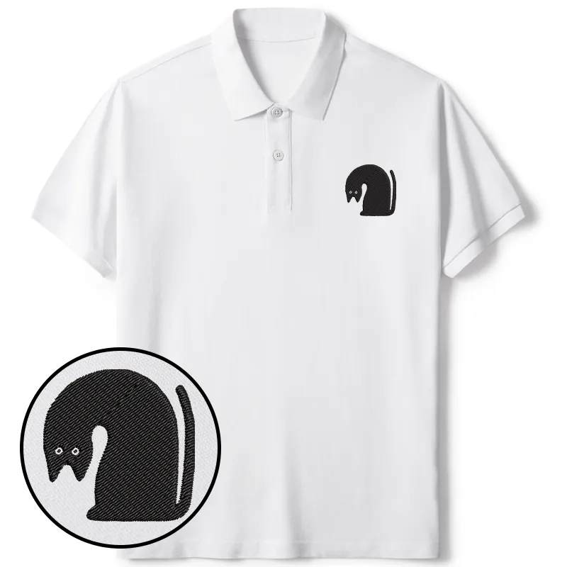 Tokyo-Tiger Curious Cat Embroidered Polo T-Shirt