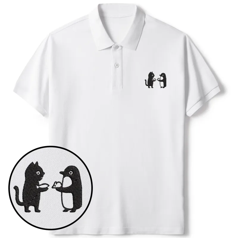 Tokyo-Tiger Funny Food Exchange Embroidered Polo T-Shirt