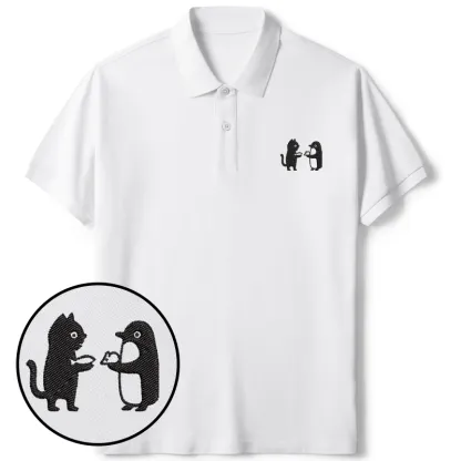 Tokyo-Tiger Funny Food Exchange Embroidered Polo T-Shirt