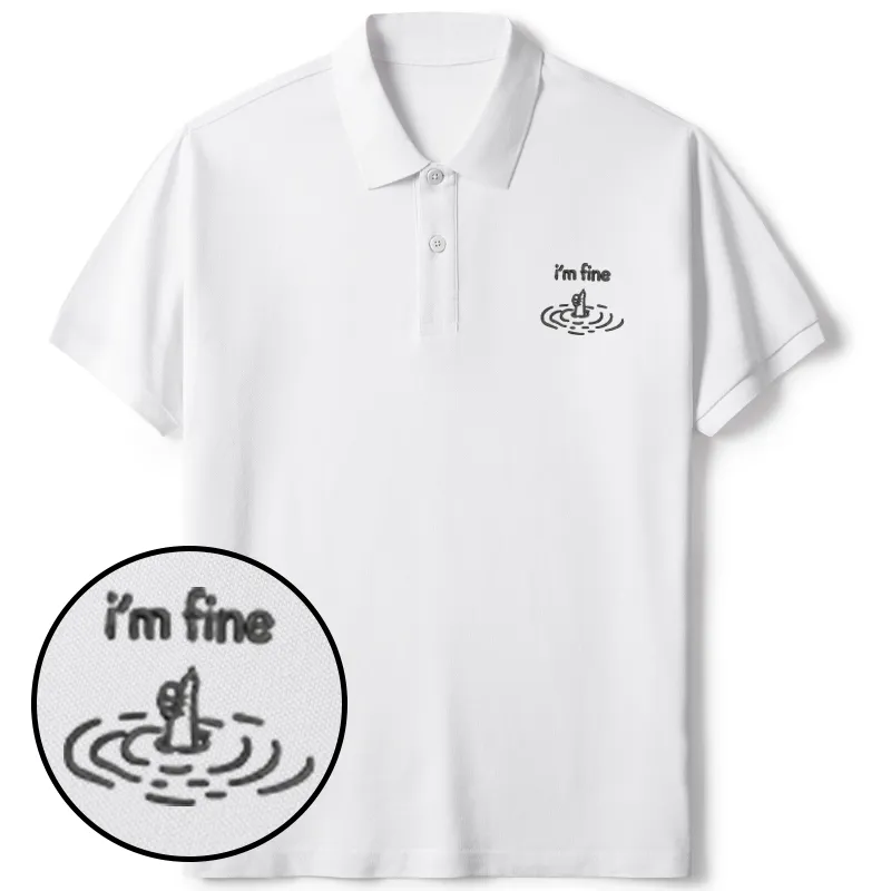 Tokyo-Tiger I'm Fine Embroidered Polo T-Shirt