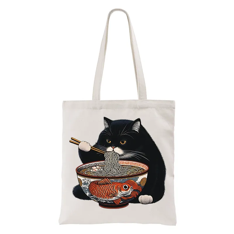 Tokyo-Tiger Fat Cat Eating Ramen Tote Bag