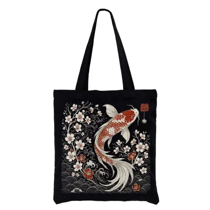 Tokyo-Tiger Vintage Sakura And Koi Tote Bag