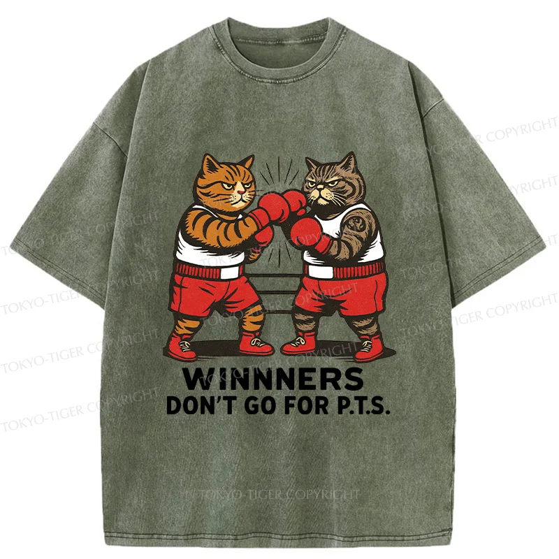 Tokyo-Tiger Fighting Cats Washed T-Shirt