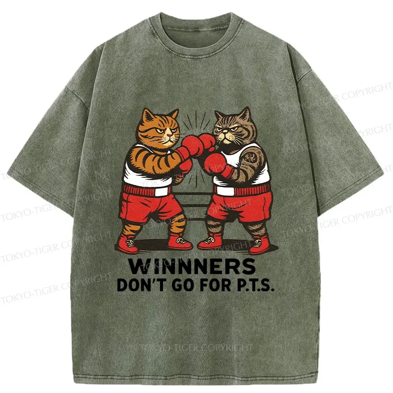 Tokyo-Tiger Fighting Cats Washed T-Shirt