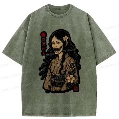 Tokyo-Tiger Cleft Mouth Woman Washed T-Shirt