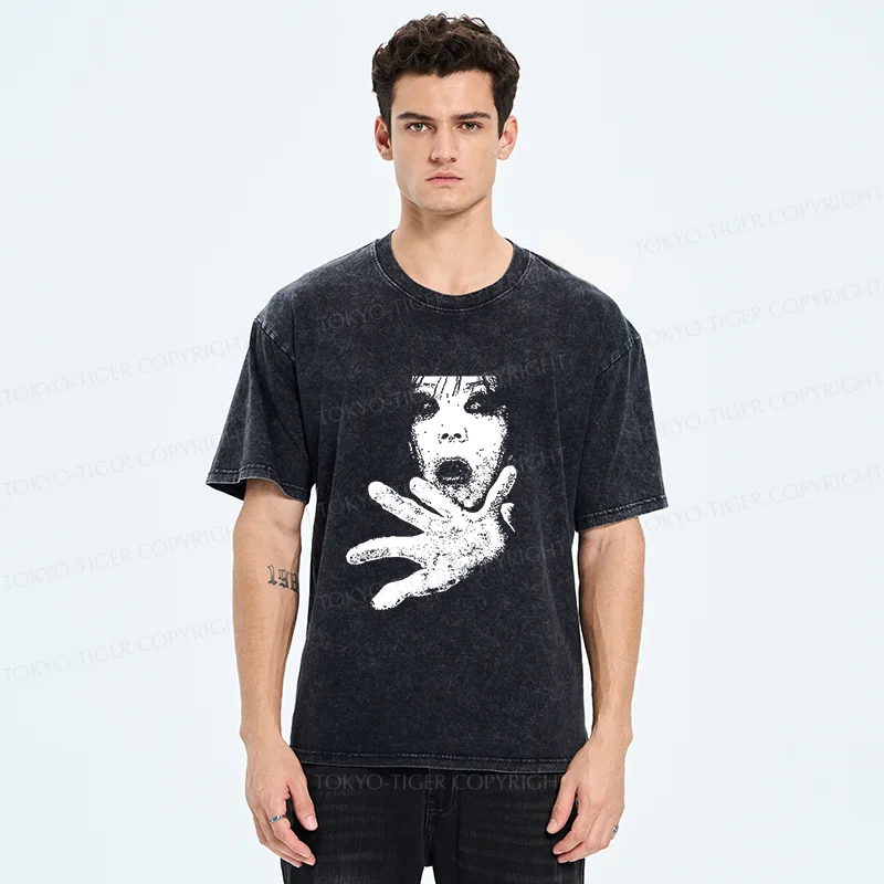 Tokyo-Tiger Scary Ghost Washed T-Shirt