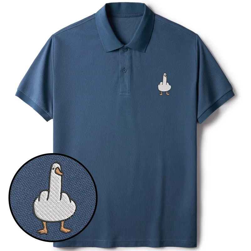 Tokyo-Tiger Funny Goose Embroidered Polo T-Shirt