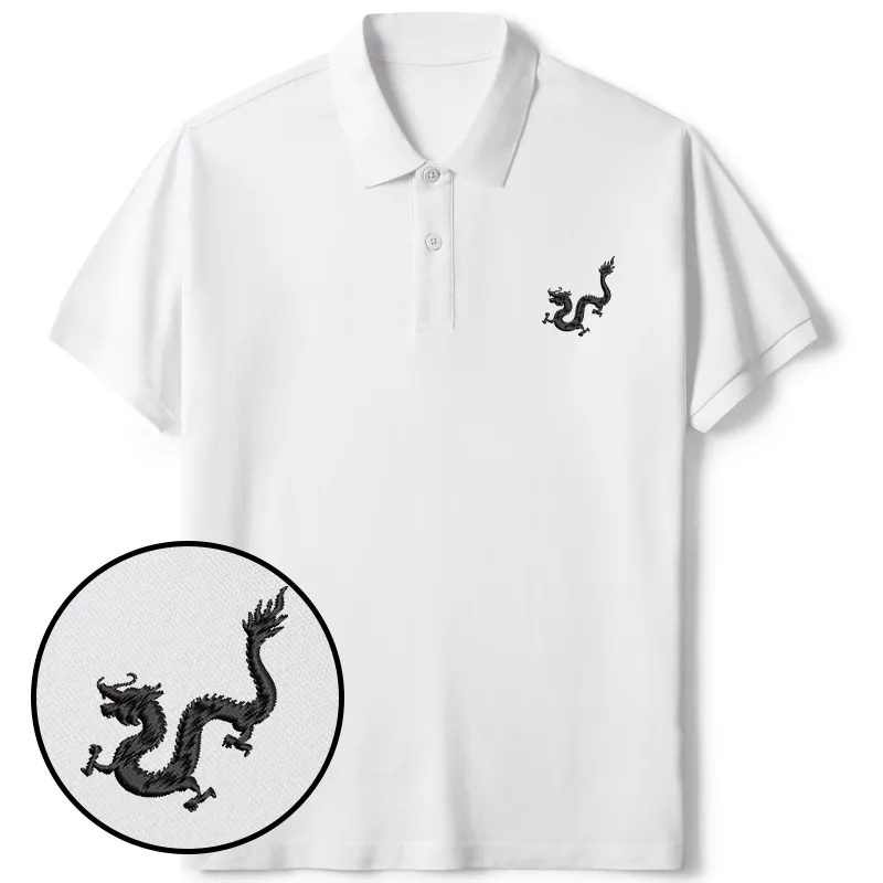 Tokyo-Tiger Japanese Dragon Embroidered Polo T-Shirt