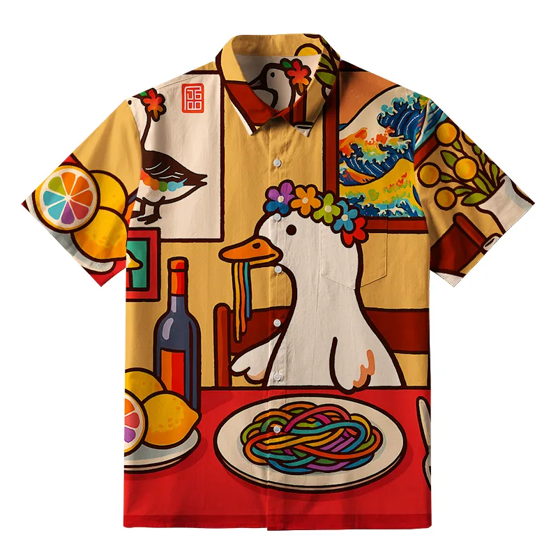 Tokyo-Tiger More Spaghetti Less Upsetti Goose Button-up Shirt