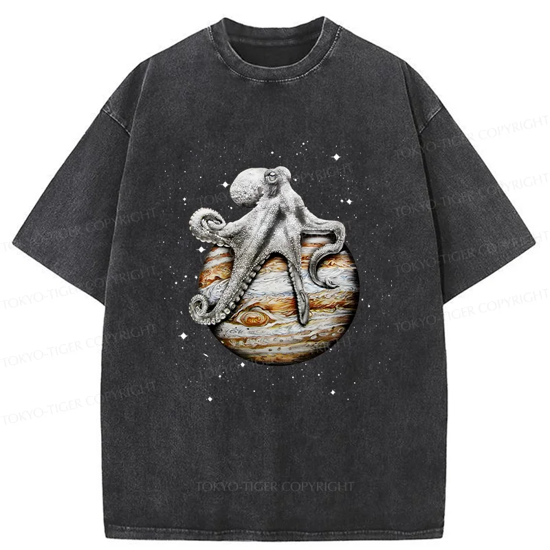 Tokyo-Tiger Octopus And The Planet Washed T-Shirt