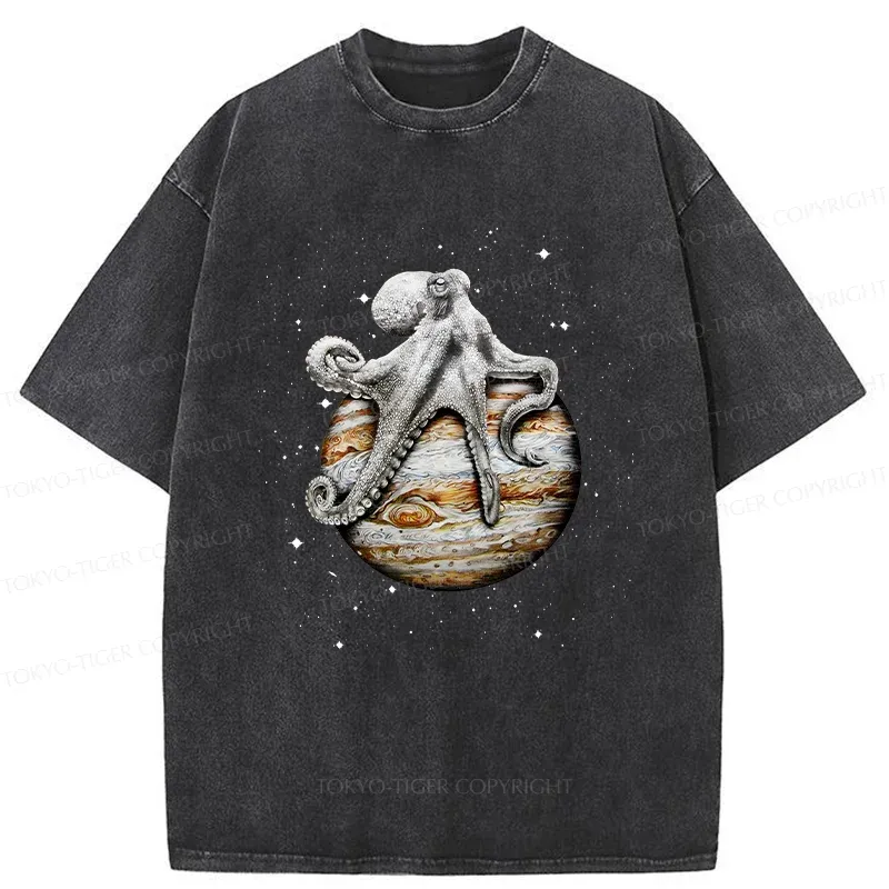 Tokyo-Tiger Octopus And The Planet Washed T-Shirt