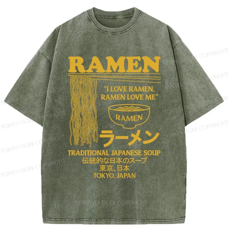 Tokyo-Tiger Retro Ramen Japan Washed T-Shirt
