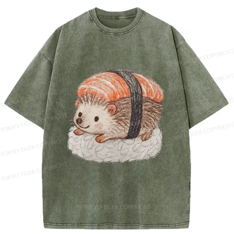 Tokyo-Tiger Hedgehog Sushi Washed T-Shirt