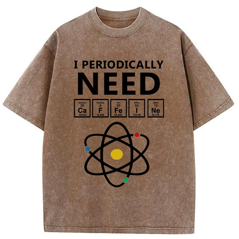 Tokyo-Tiger Periodically Need Caffeine Washed T-Shirt