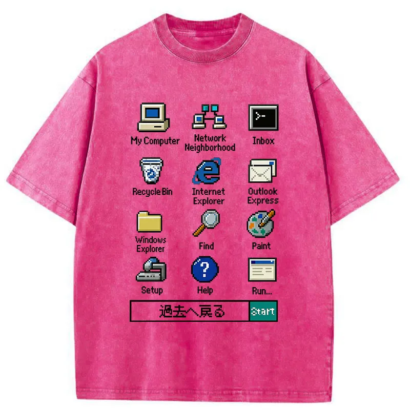 Tokyo-Tiger Retro Computer Washed T-Shirt