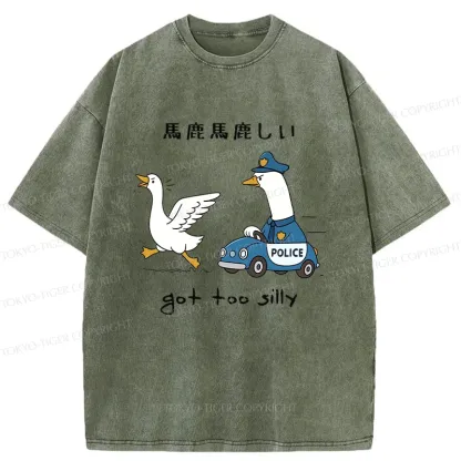 Tokyo-Tiger Stupid Geese Chasing Washed T-Shirt