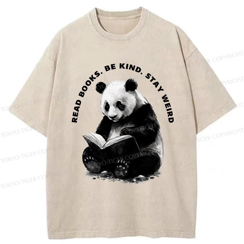 Tokyo-Tiger Read Books Be Kind Stay Weird Washed T-Shirt