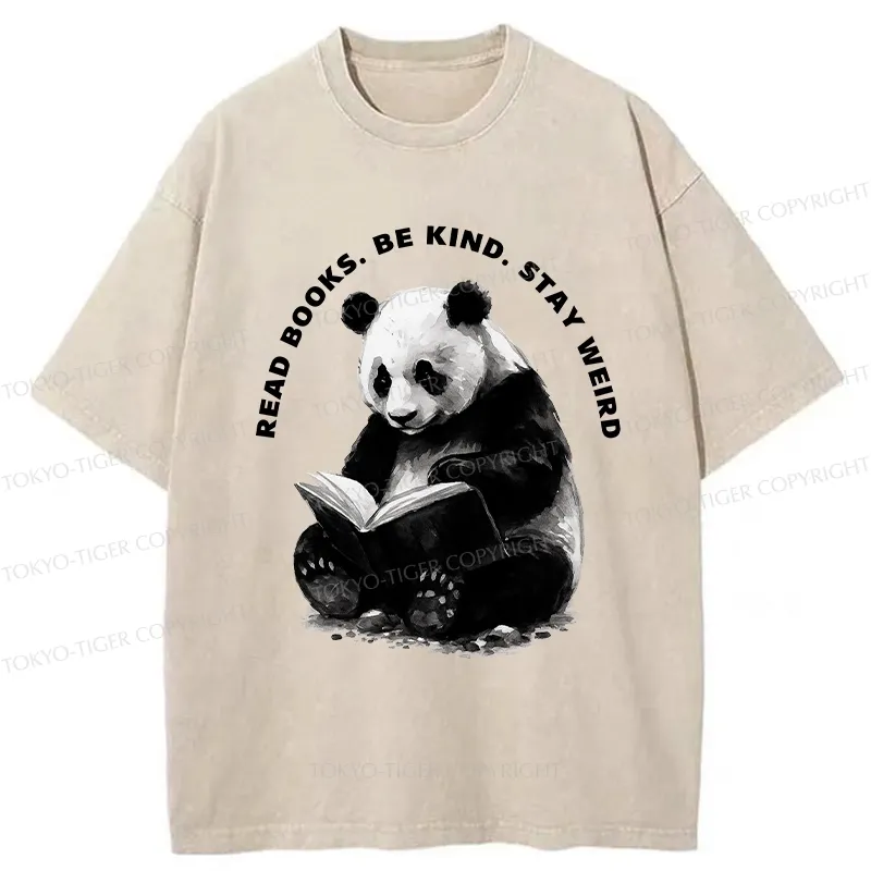 Tokyo-Tiger Read Books Be Kind Stay Weird Washed T-Shirt