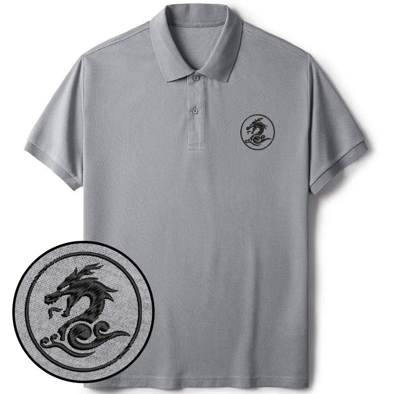 Tokyo-Tiger Dragon Totem Embroidered Polo T-Shirt
