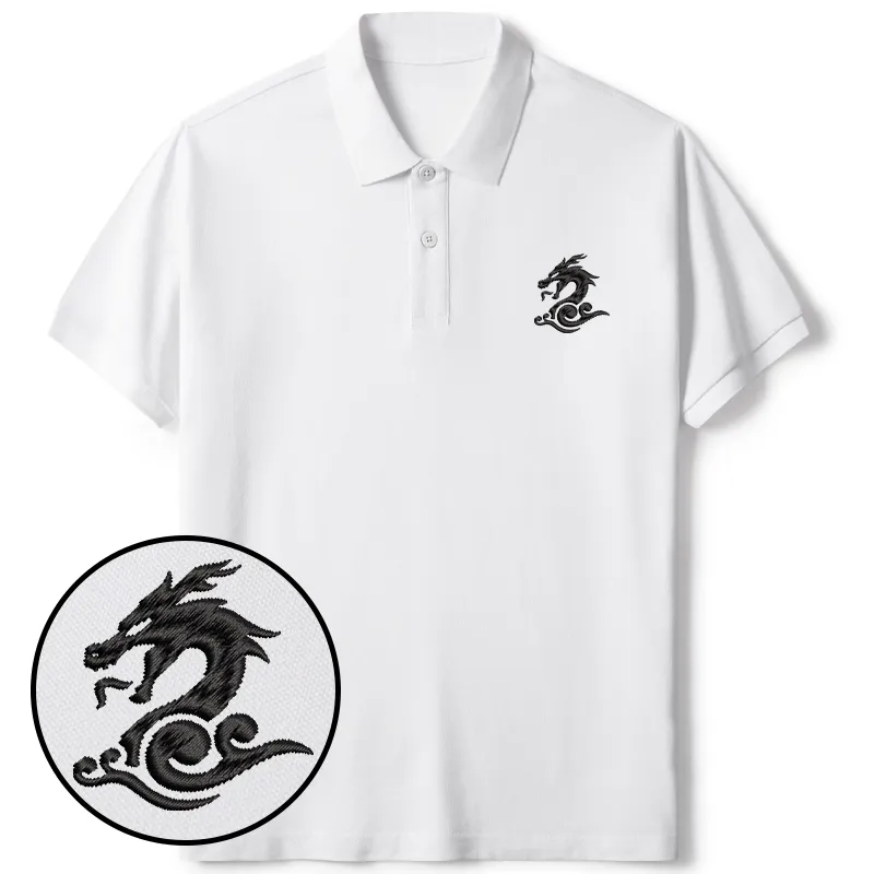 Tokyo-Tiger Dragon Totem Japanese Embroidered Polo T-Shirt