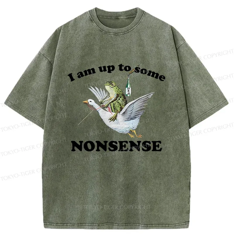 Tokyo-Tiger Frog Riding A Goose Washed T-Shirt
