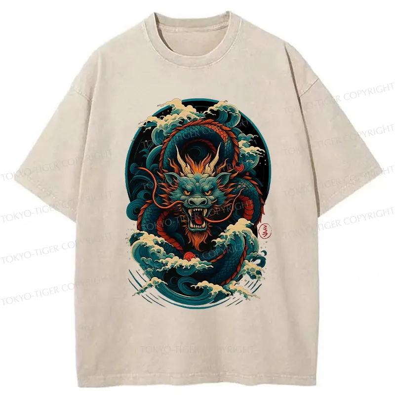 Tokyo-Tiger Dragon Of The Roaring Waves Washed T-Shirt
