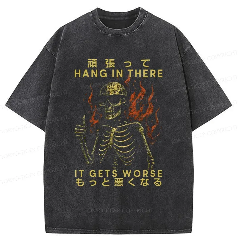 Tokyo-Tiger Skeletons Who Encourage Others Washed T-Shirt