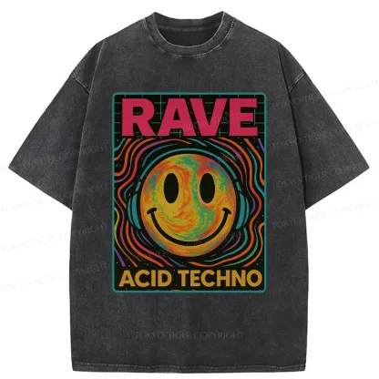 Tokyo-Tiger Rave Music Washed T-Shirt