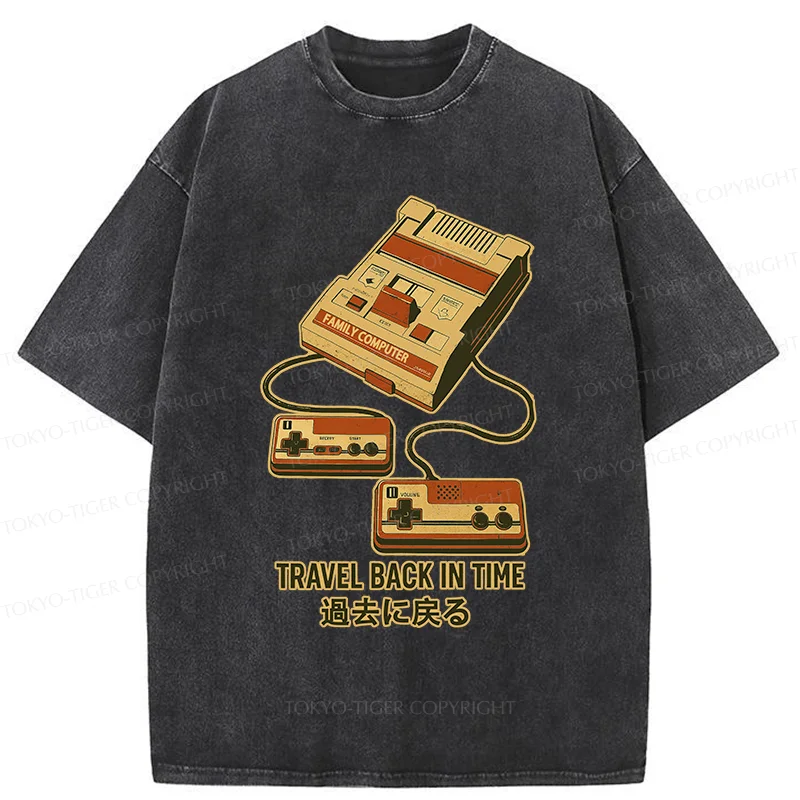Tokyo-Tiger Game Consoles Of The Past Washed T-Shirt