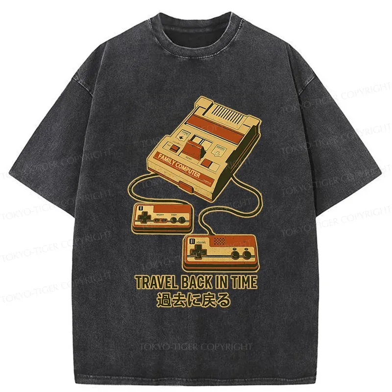 Tokyo-Tiger Game Consoles Of The Past Washed T-Shirt