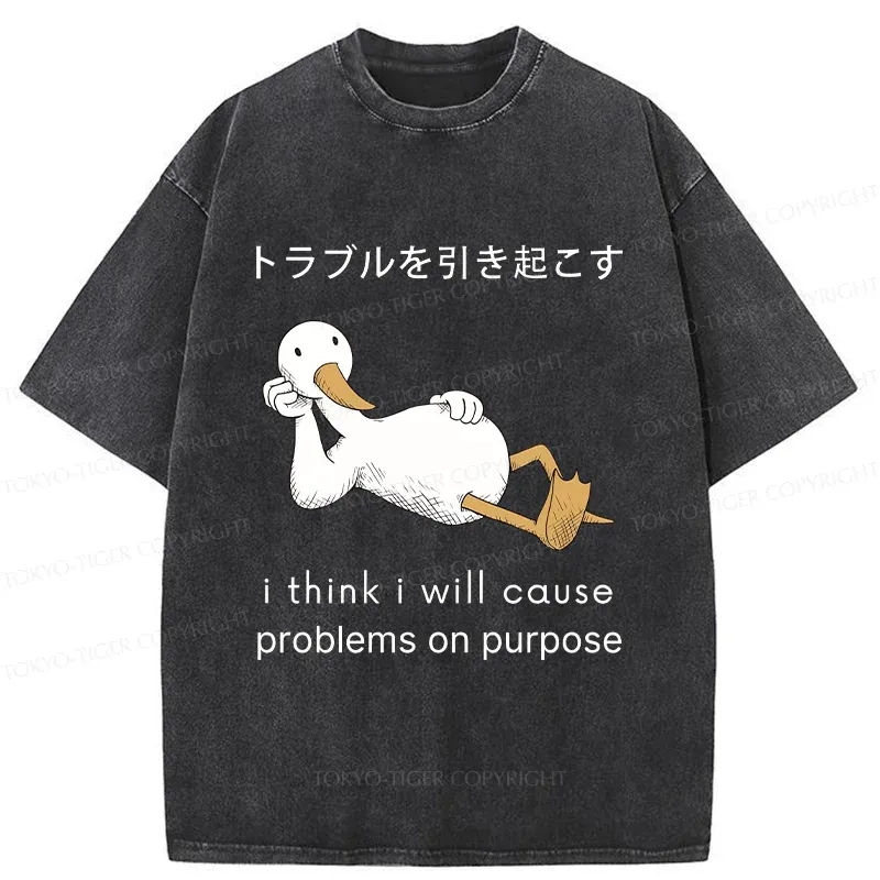 Tokyo-Tiger Goose Causing Trouble Washed T-Shirt