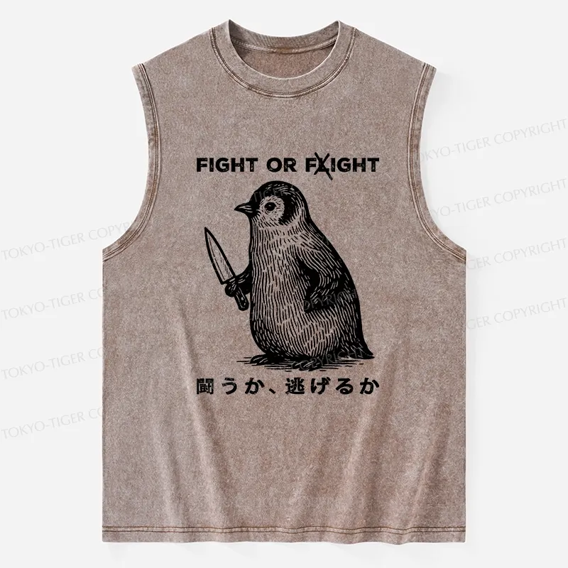 Tokyo-Tiger Funny Fight Or Flight Washed Tank