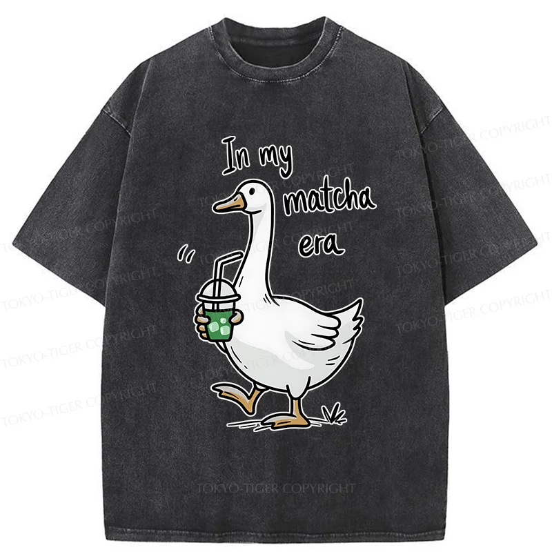 Tokyo-Tiger Goose Drinking Matcha Washed T-Shirt