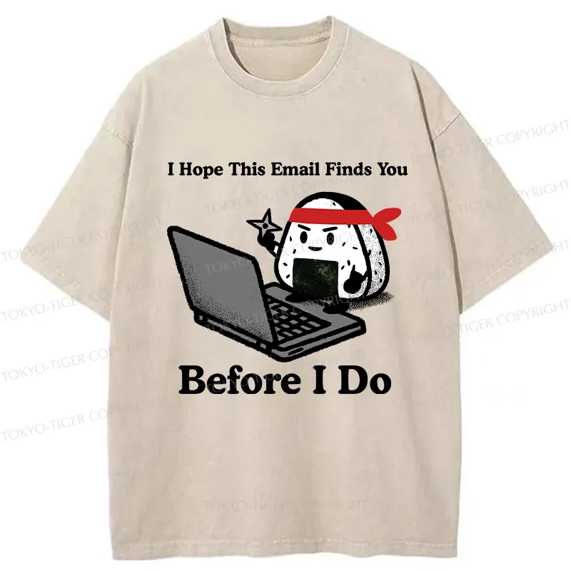 Tokyo-Tiger Ninja Rice Ball Funny Washed T-Shirt