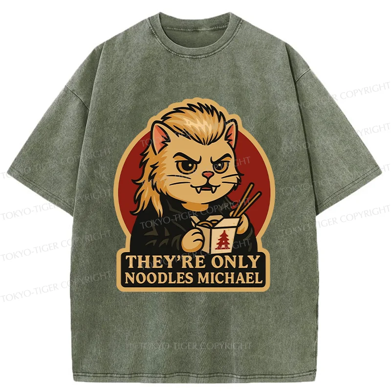 Tokyo-Tiger Vampire Eating Ramen Washed T-Shirt