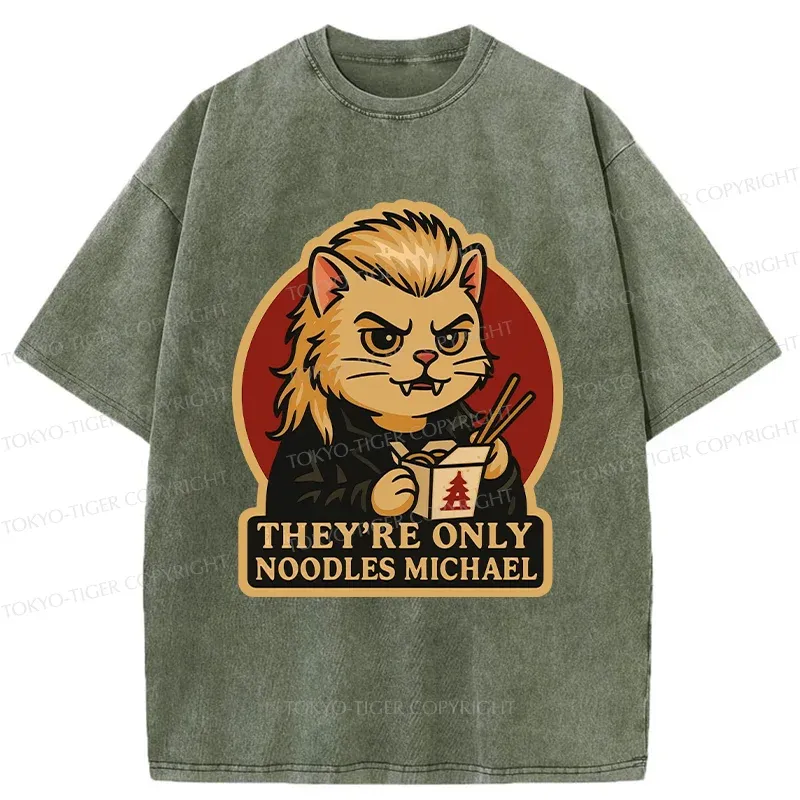 Tokyo-Tiger Vampire Eating Ramen Washed T-Shirt