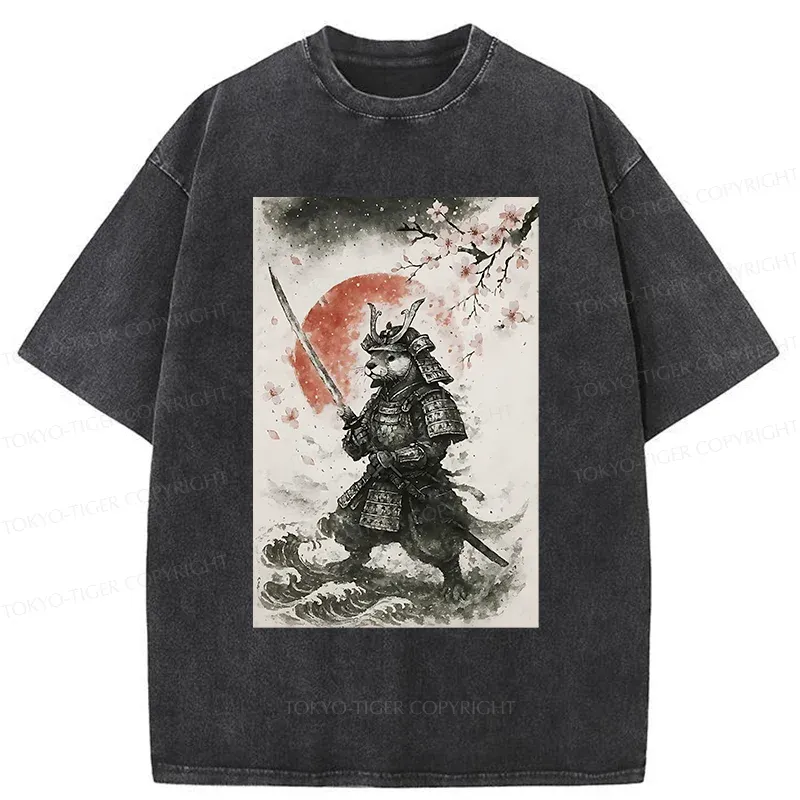 Tokyo-Tiger Otter Samurai Washed T-Shirt