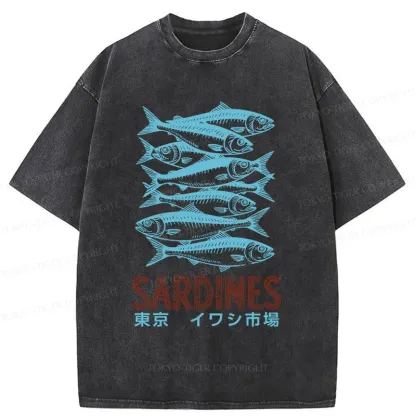 Tokyo-Tiger Vintage Sardines Market Washed T-Shirt